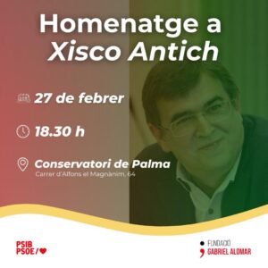 Xisco Antich serà homenatjat en un acte obert a Palma